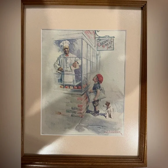 Vintage 1923 “Cream Of Wheat Inn” Original Magazine Framed AD By Edward Brewer - Picture 3 of 9